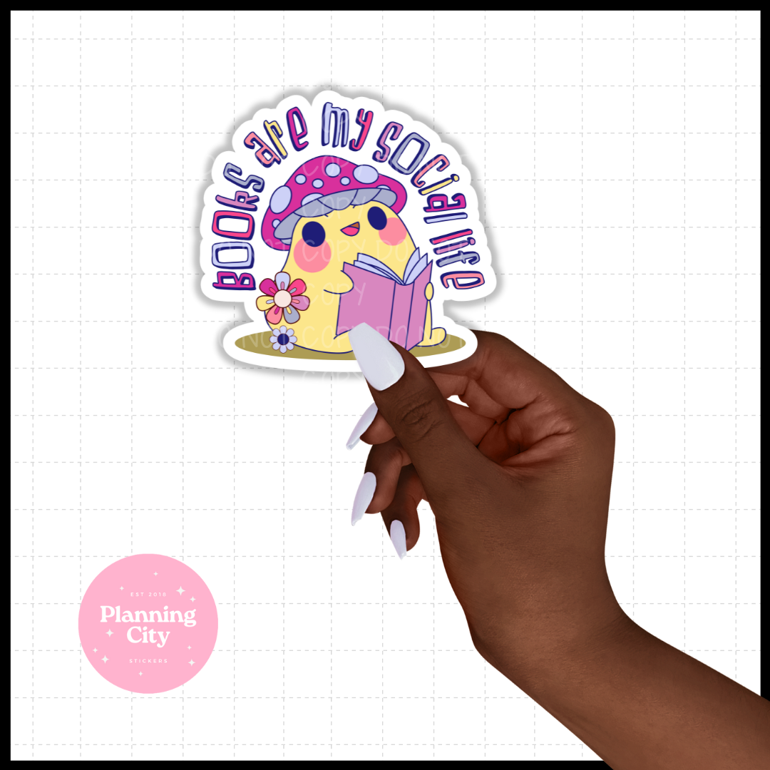Books are my Social Life II Vinyl Die Cut Sticker
