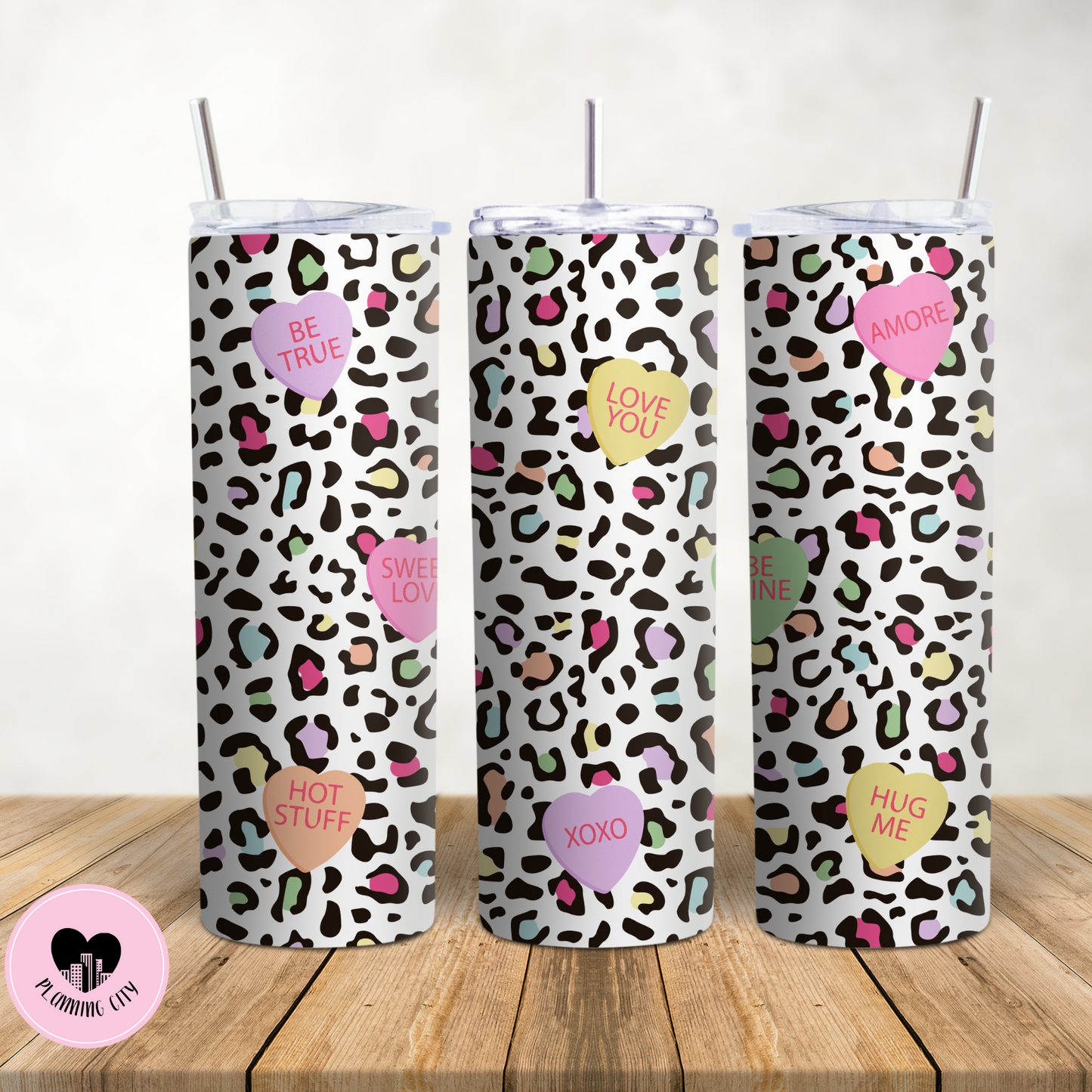 Leopard Candy Hearts 20 Oz Tumbler