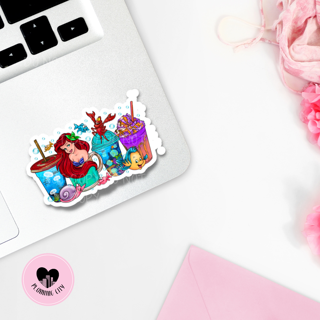 Mermaid Coffee II Vinyl Die Cut Sticker