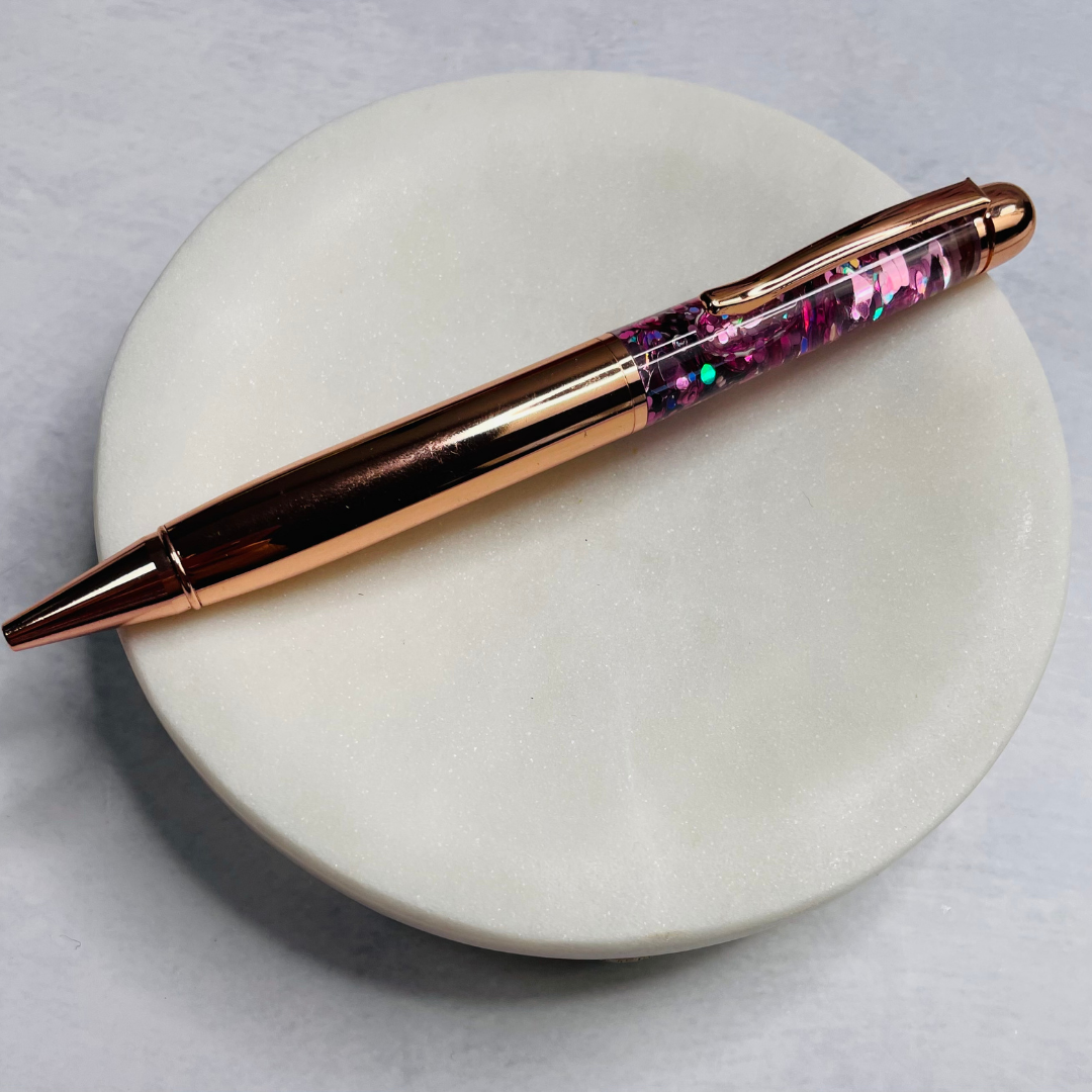 January Sub-Box Rose Gold Pink Glitter Pen