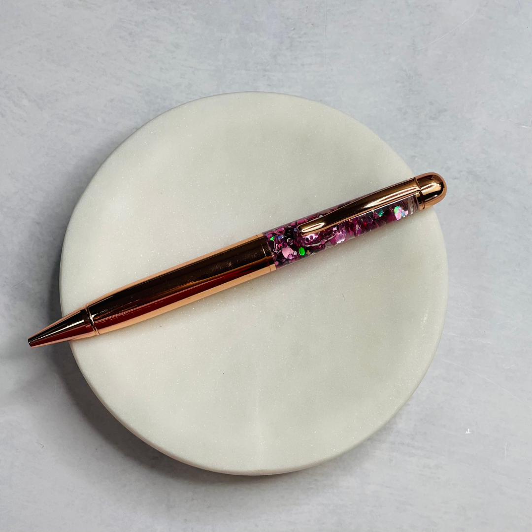 January Sub-Box Rose Gold Pink Glitter Pen