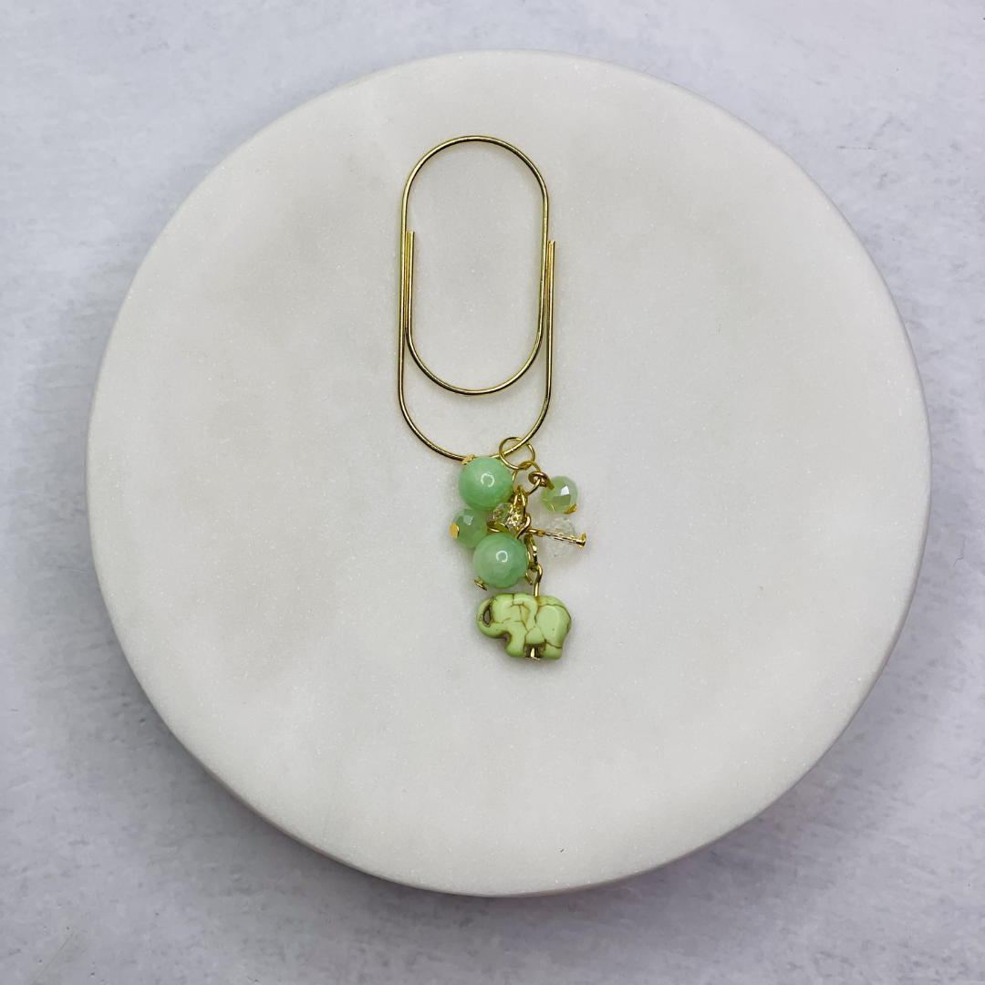 Charm Bead Elephant (Light Green) Planner Clip