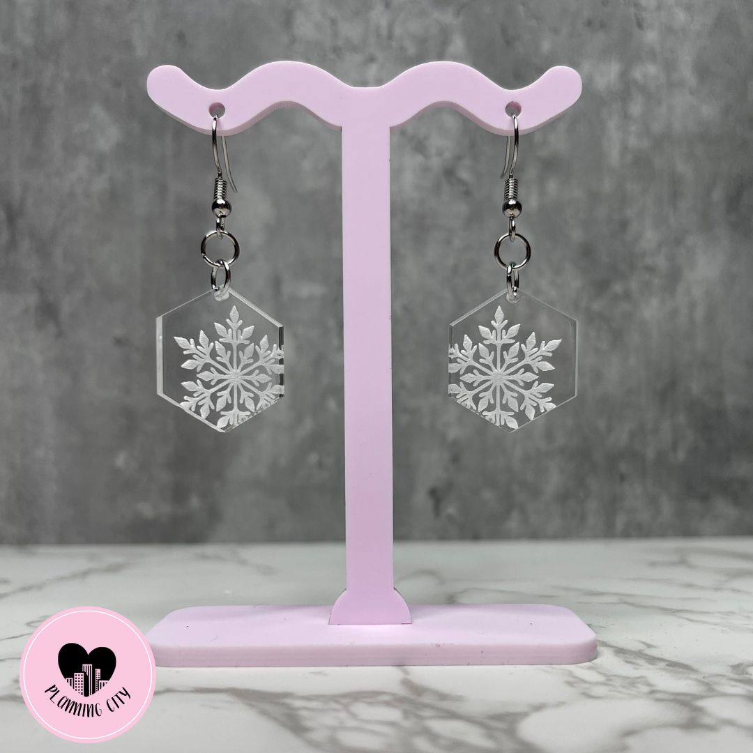 Snow Flake Hexagon Earrings