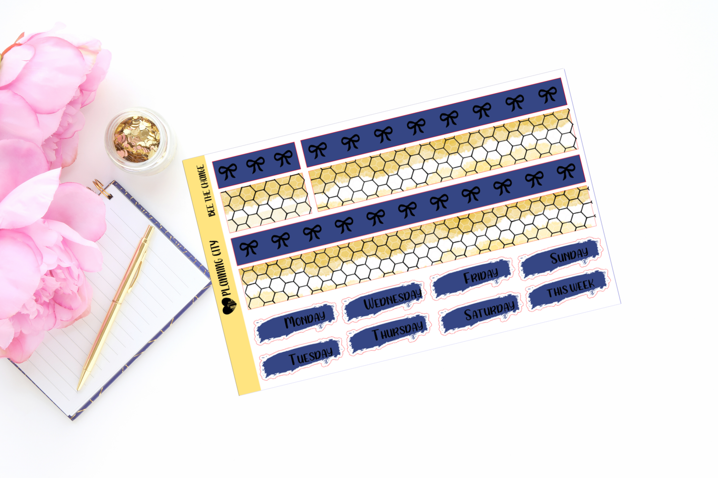 Bee the Change Bow Foiled Washi & Date Covers Add on