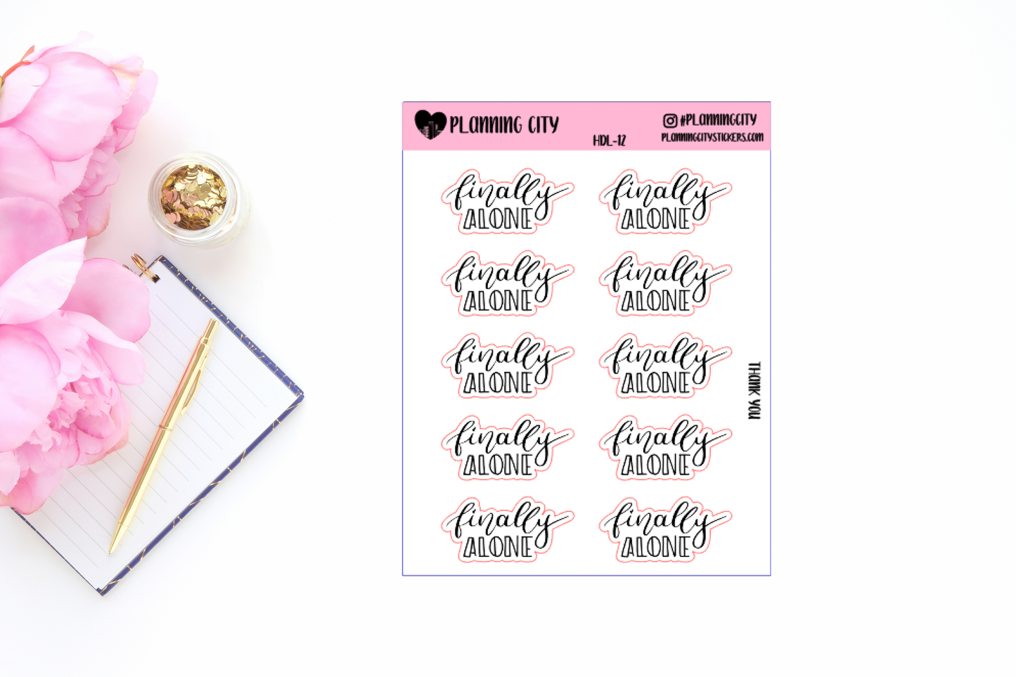 Kid Free Day Clear II Hand Lettered Foiled Word