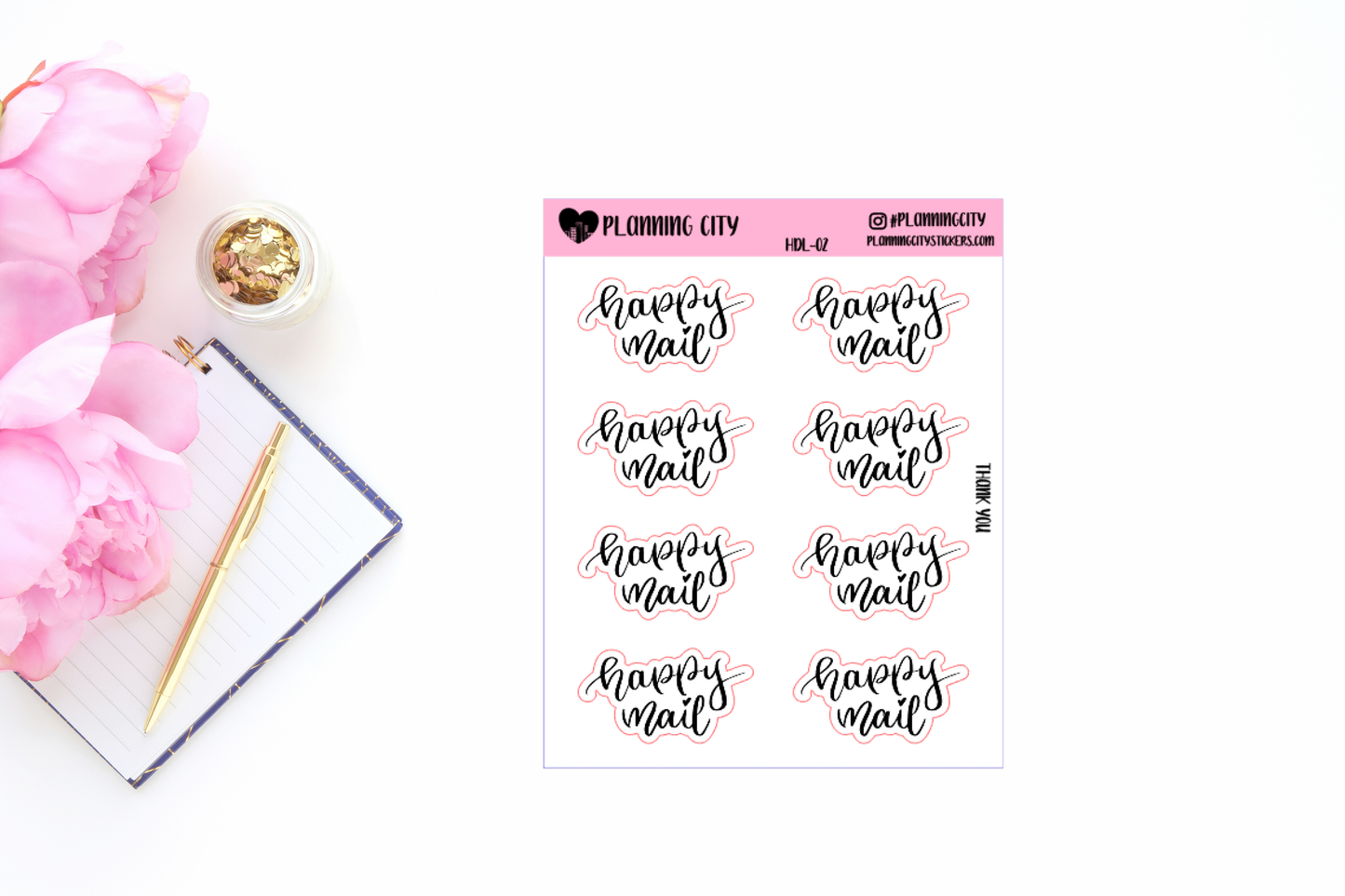 Happy Mail Clear II Hand Lettered Foiled