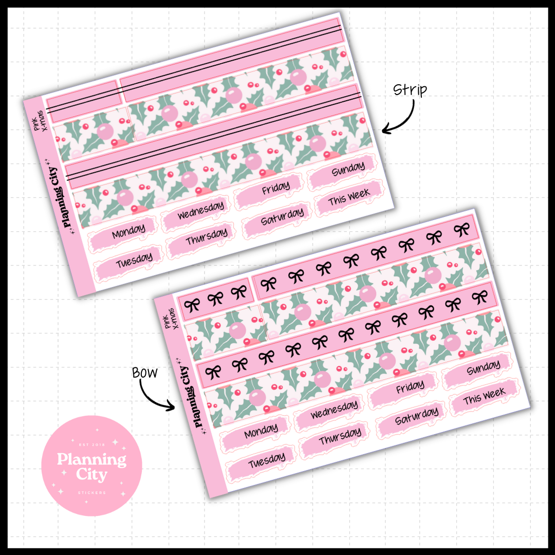 Pink Christmas Foiled Washi & Date Covers Add on