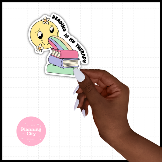 Reading is my Therapy II Vinyl Die Cut Sticker
