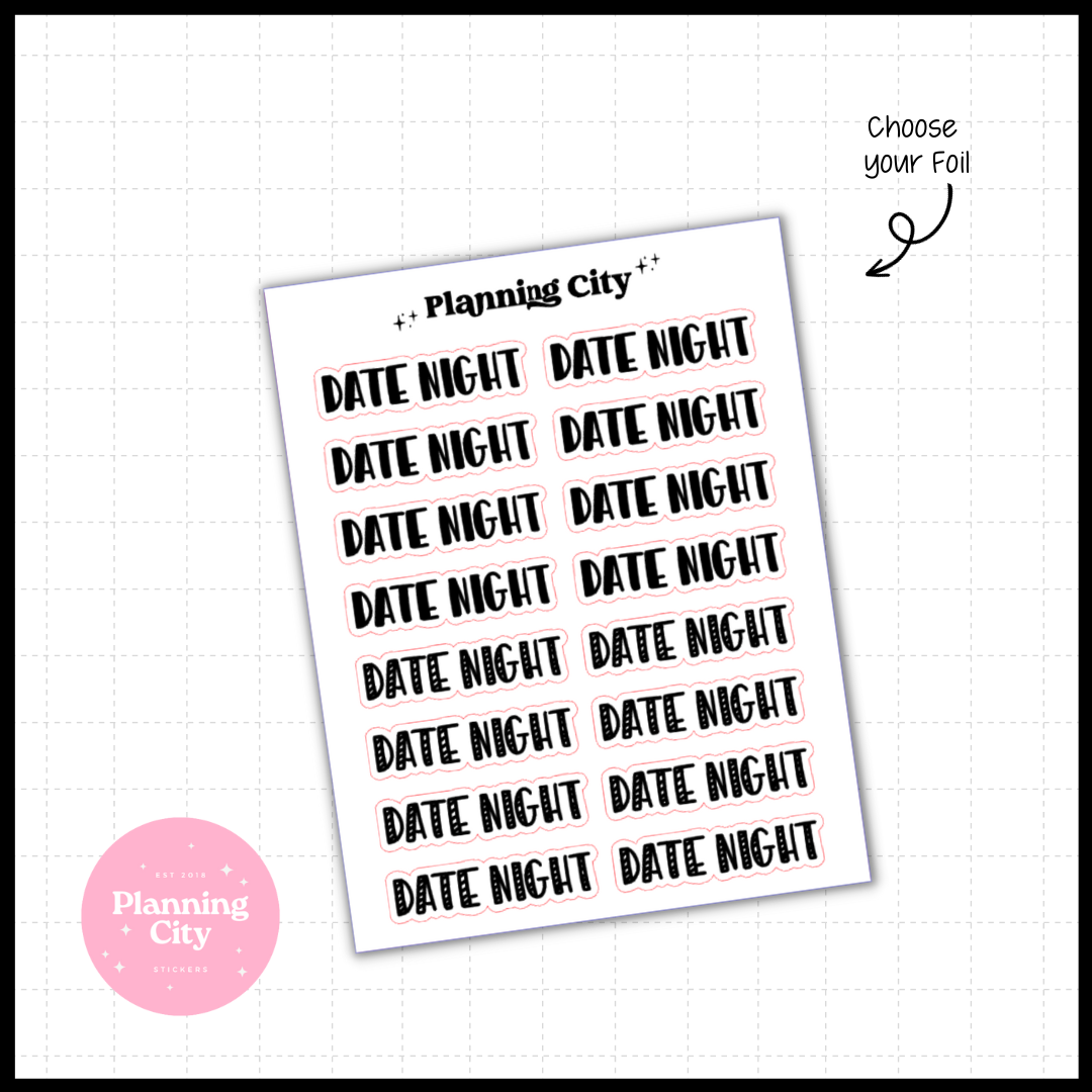 Date Night II Hand Lettered Foiled Word
