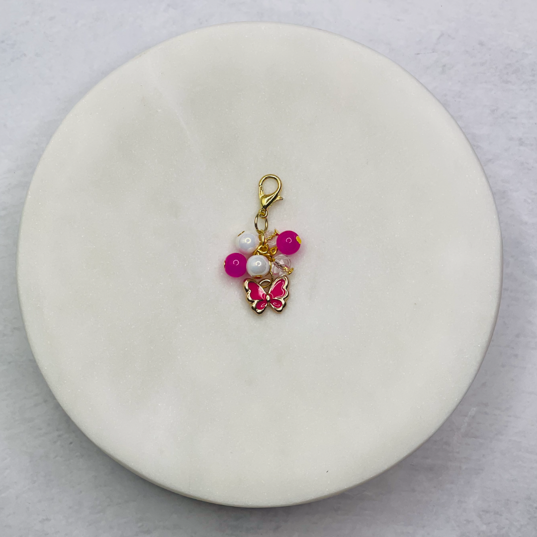 Charm Bead Butterfly (Hot Pink) Planner Clip