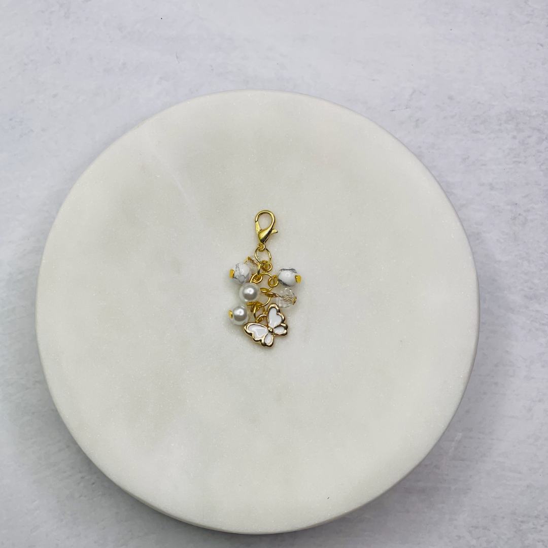 Charm Bead Butterfly (White) Planner Clip