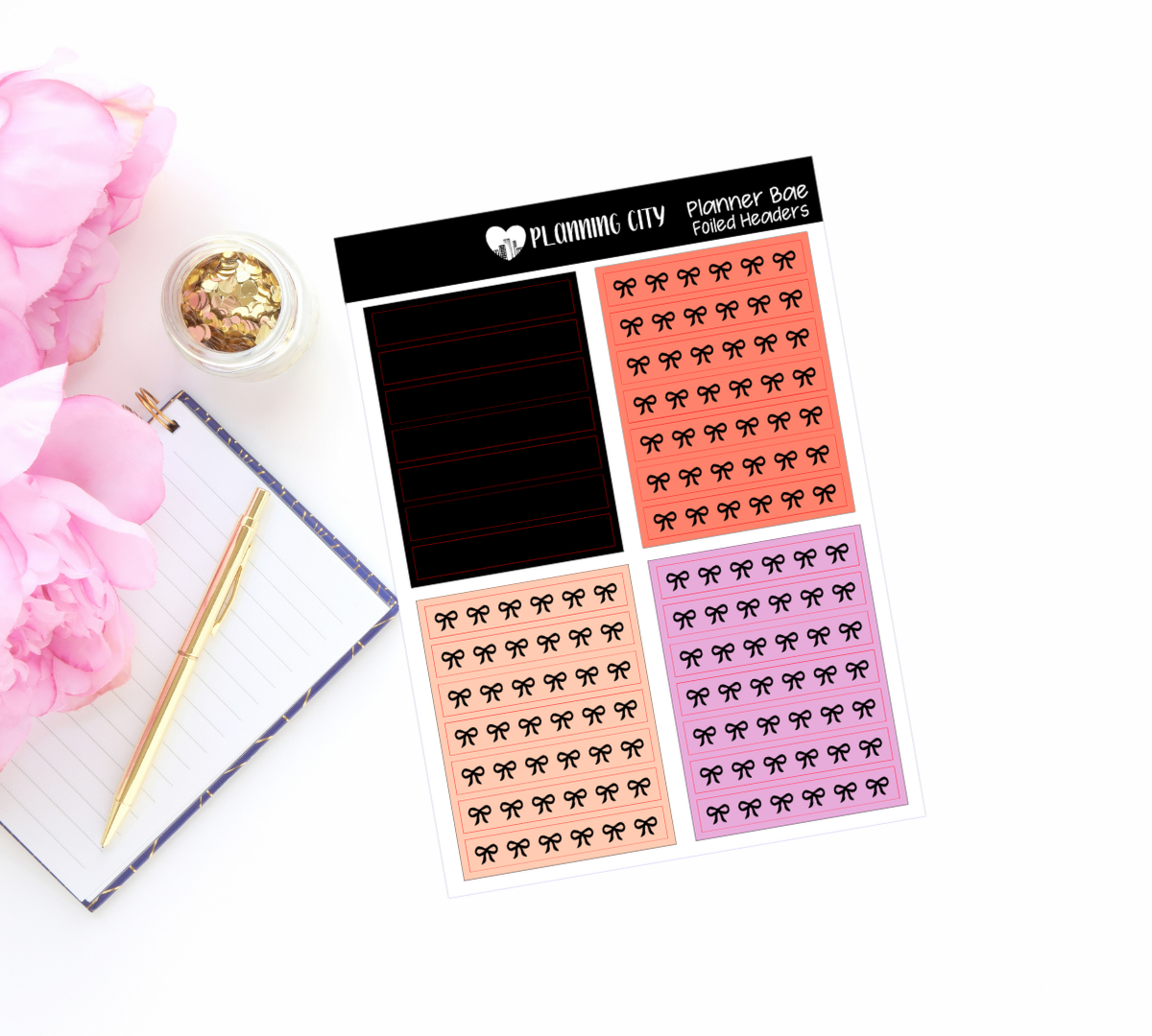 Planner Bae Foiled Bow Header Add on