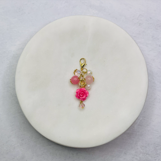 Rose Charm Bead (Flamingo) Planner Clip