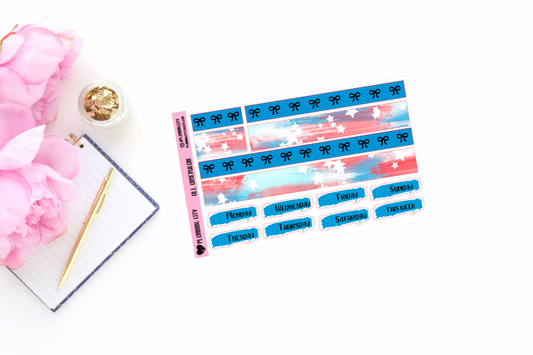 All American Bow Foiled Washi & Date Covers Add on