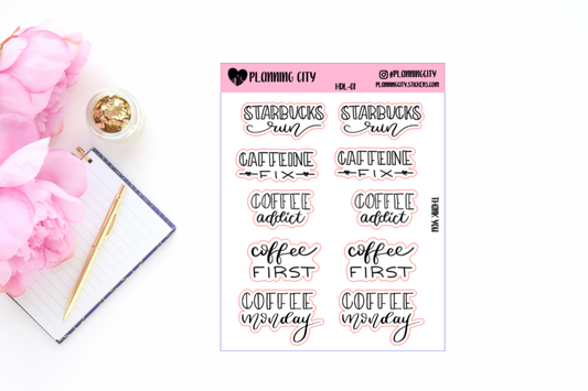 Coffee Sampler II Hand Lettered Foiled
