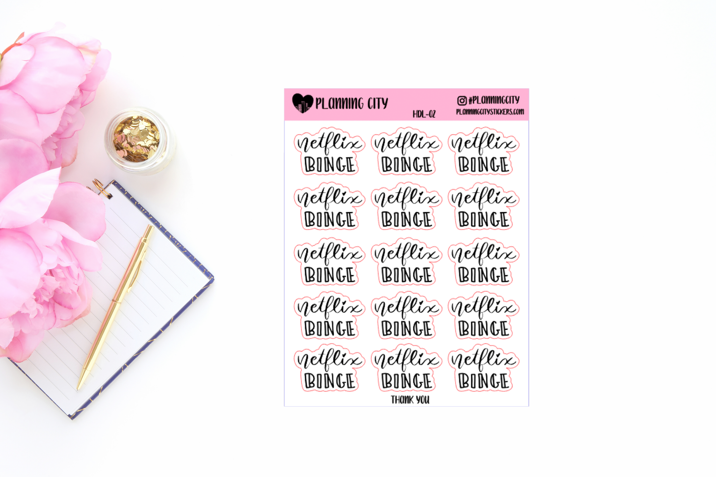 Netflix Binge Clear II Hand Lettered Foiled Word