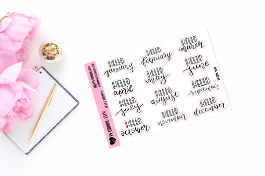 Hello Months II Hand Lettered Foiled Word