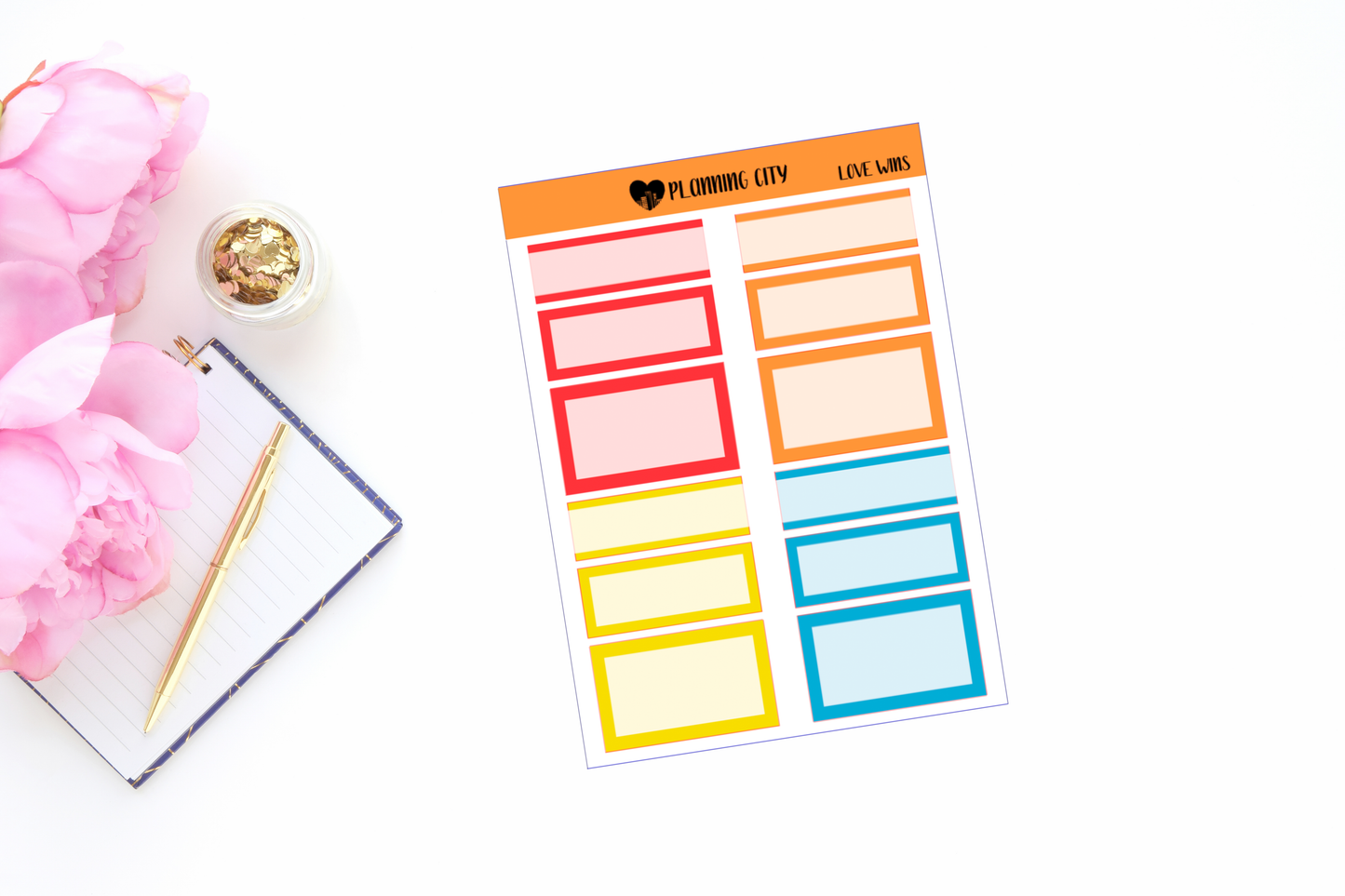 Love Wins Functional Boxes Add on Planner Stickers