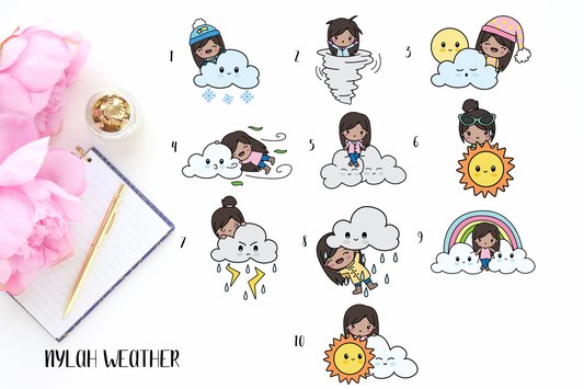 Nylah Weather Girl Planner Stickers