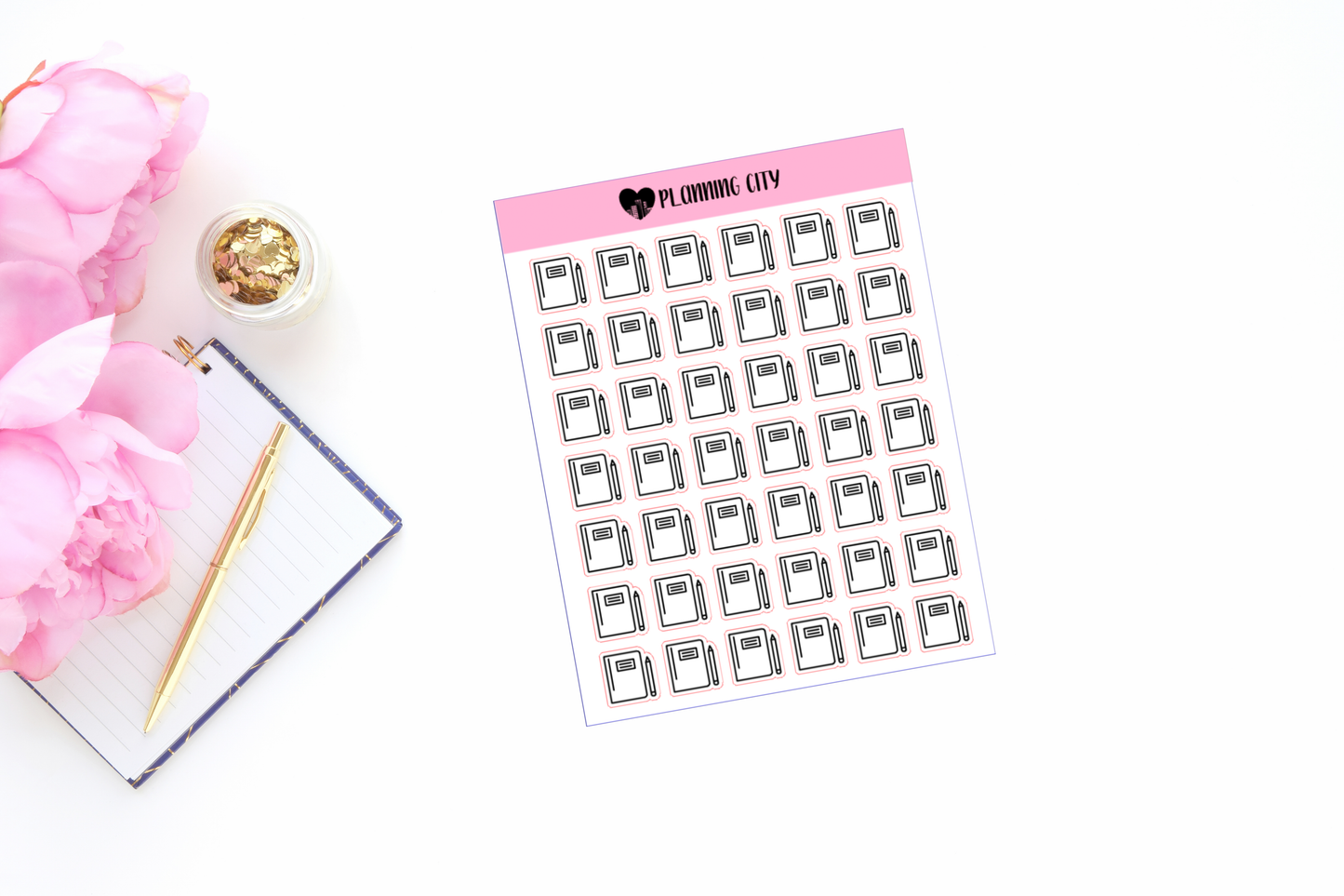 Pencil & Notebook I Foiled Icon