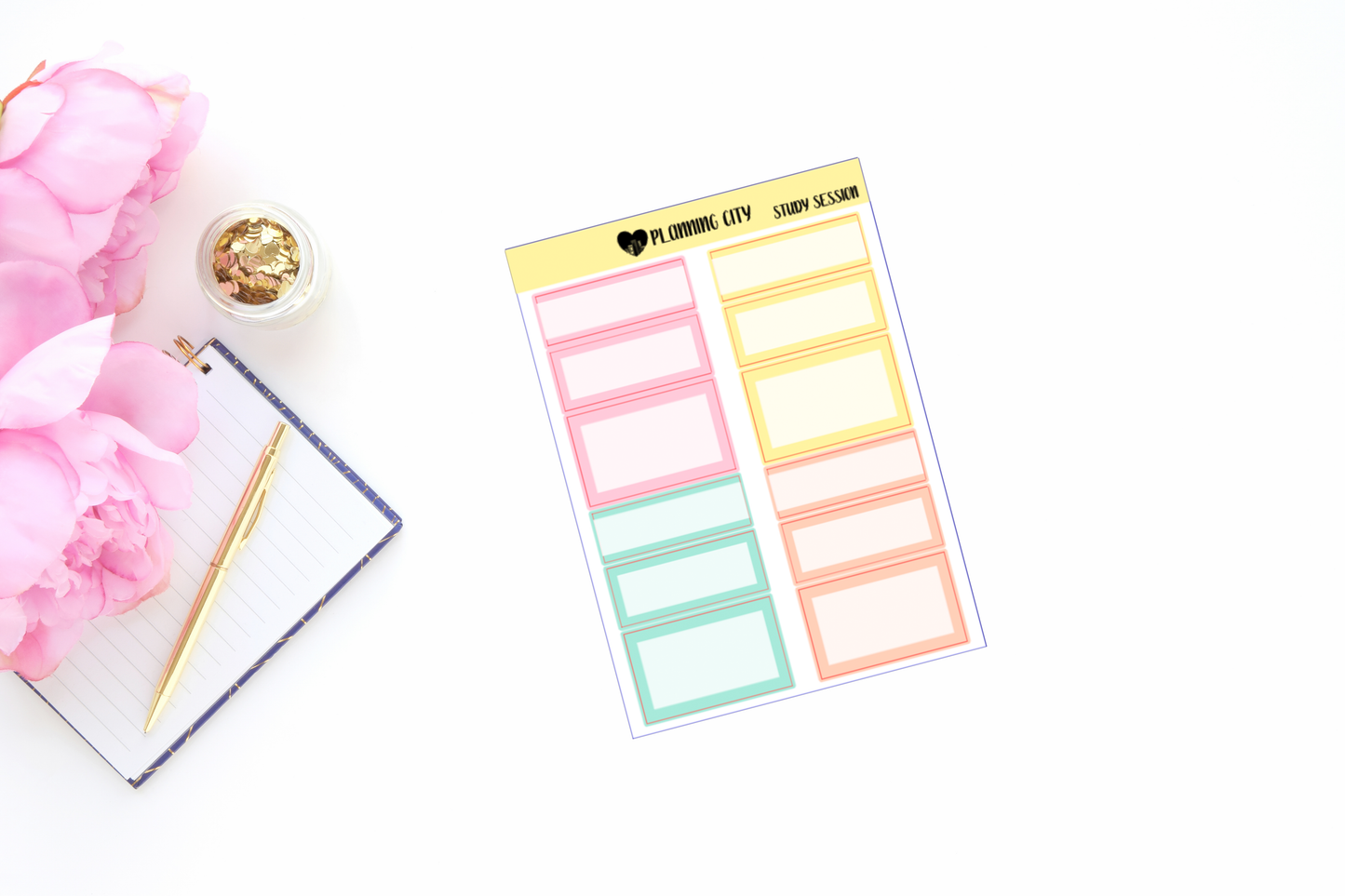 Study Session Functional Boxes Add on Planner Stickers